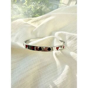 Silver color poker face bangle bracelet